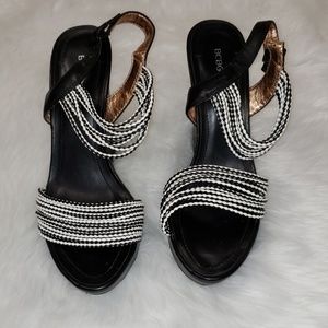 Black and white sandals